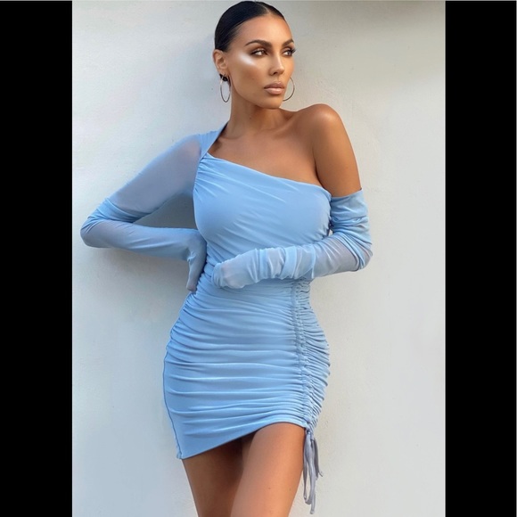 Club L London Dresses & Skirts - Club L London APHRODITE ASYMMETRIC RUCHED SIDE MINI DRESS